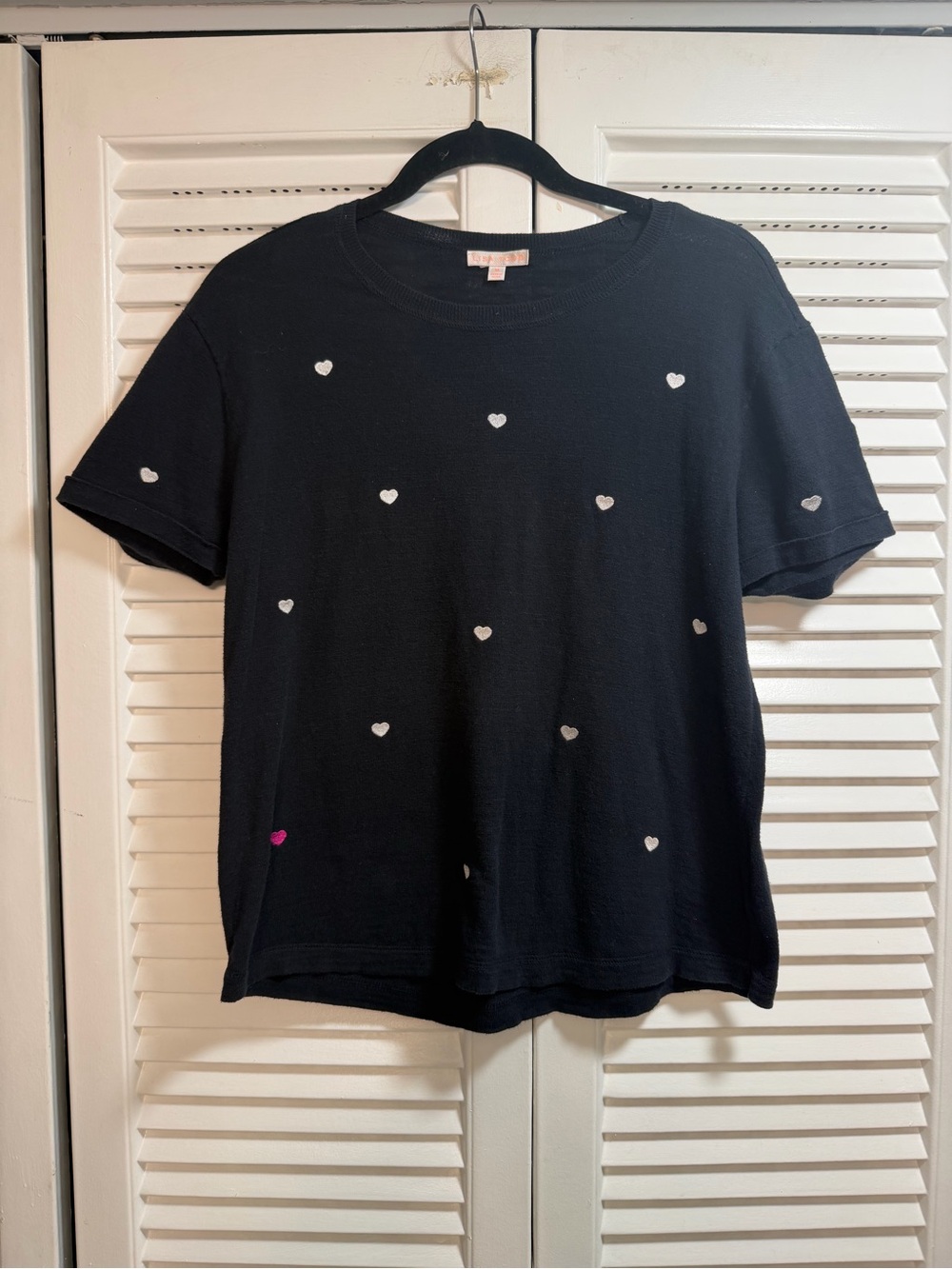 Lisa Todd Black Short Sleeve Tee with Heart Accents
